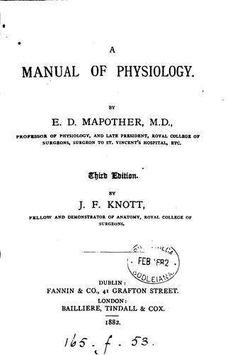 Cover for A manual of physiology, and of the principles of disease