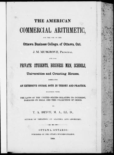 Cover for The American commercial arithmetic