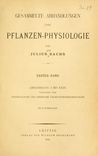 Cover for Gesammelte Abhandlungen über Pflanzen-Physiologie