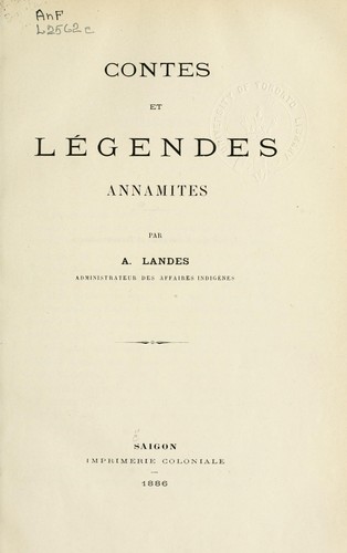 Cover for Contes et légendes annamites.