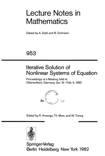 Cover for Iterative solution of nonlinear systems of equations