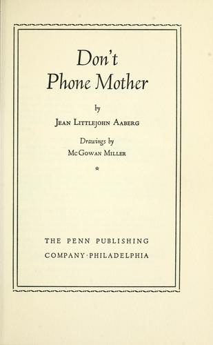 Cover for Don't phone mother