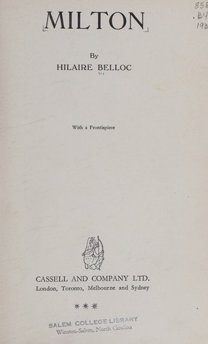 Cover for Milton