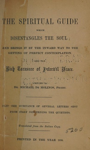 Cover for The spiritual guide of Michael de Molinos