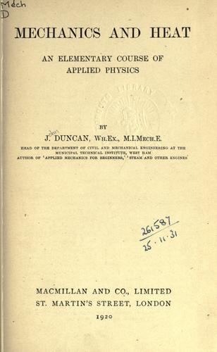 Cover for Mechanics and heat