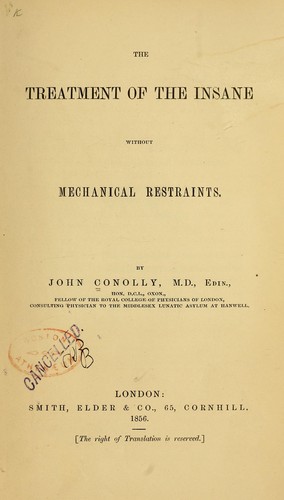 Cover for The treatment of the insane without mechanical restraints.