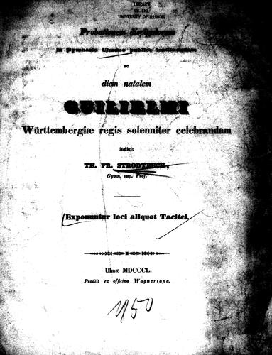 Cover for Exponuntur loci aliquot Tacitei
