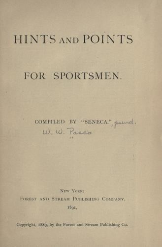 Cover for Hints and points for sportsmen.