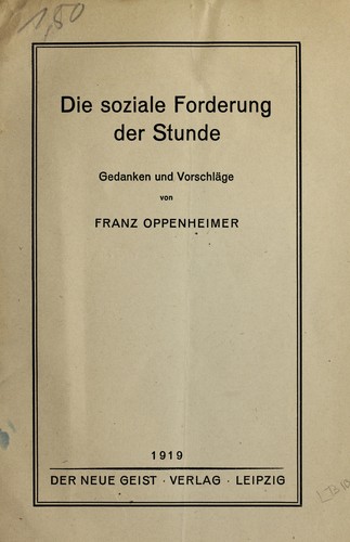 Cover for Die soziale forderung der stunde