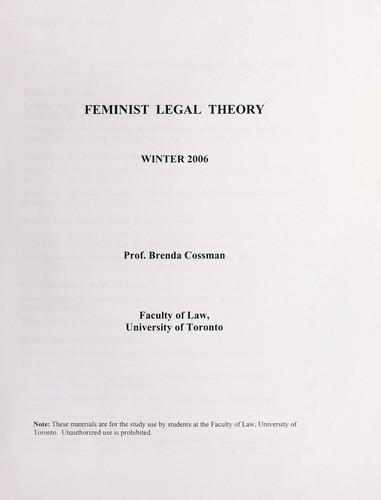 Cover for Feminist legal theory