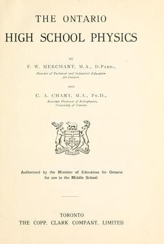 Cover for The Ontario high school physics