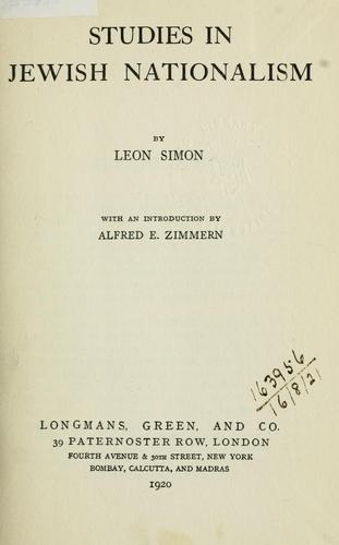 Cover for Studies in Jewish nationalism