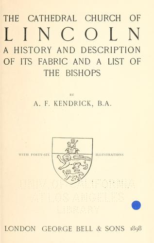 Cover for The cathedral church of Lincoln