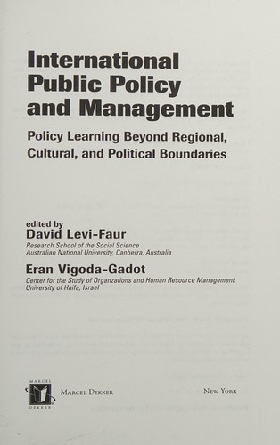 Cover for International public policy and management