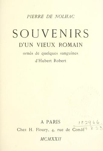 Cover for Souvenirs d'un vieux Romain.