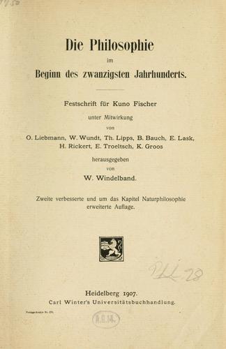 Cover for Philosophie im Beginn des zwanzigsten Jahrhunderts.