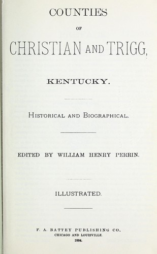 Cover for Counties of Christian and Trigg, Kentucky.