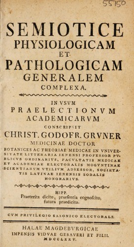 Cover for Semiotice physiologicam et pathologicam generalem complexa