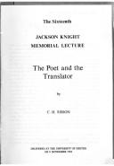 Cover for The poet and the translator