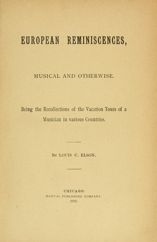 Cover for European reminiscences, musical and otherwise.