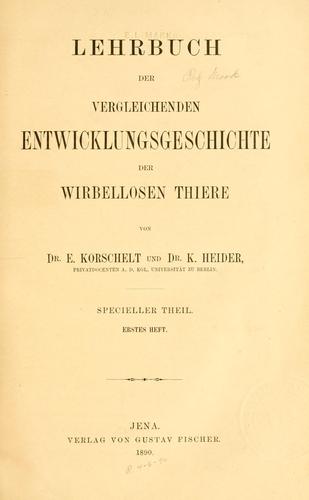 Cover for Lehrbuch der vergleichenden Entwicklungsgeschichte der wirbellosen Tiere