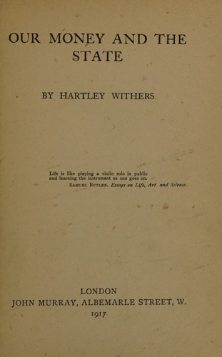 Cover for Our money and the state