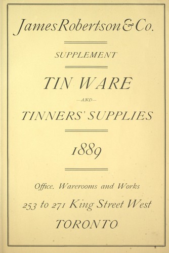 Cover for Tin ware and tinners' supplies
