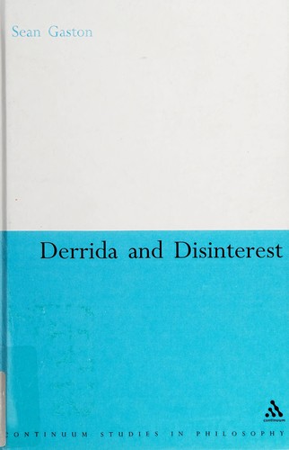 Cover for DERRIDA AND DISINTEREST.