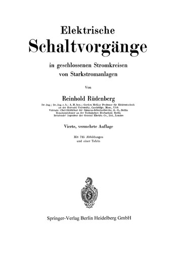 Cover for Elektrische Schaltvorgänge in geschlossenen Stromkreisen von Starkstromanlagen