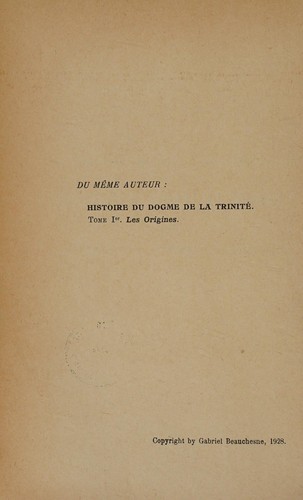 Cover for Histoire du dogme de la trinité