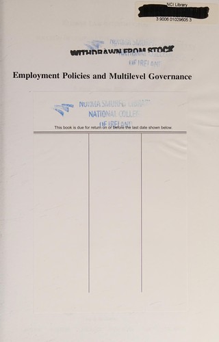Cover for Employment policies and multilevel governance
