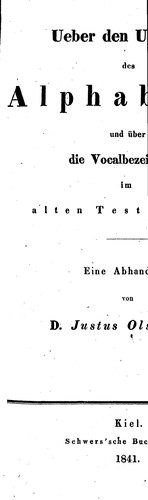 Cover for Ueber den Ursprung des Alphabetes und über die Vocalbezeichnung im Alten Testamente