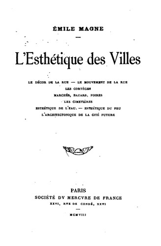 Cover for L' esthétique des villes.