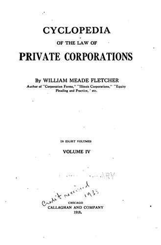 Cover for Cyclopedia of the Law of Private Corporations