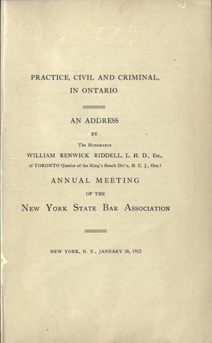 Cover for Practice, civil and criminal, in Ontario