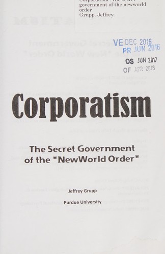 Cover for Corporatism