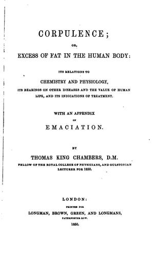 Cover for Corpulence: Or, Excess of Fat in the Human Body