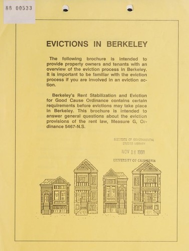 Cover for Evictions in Berkeley