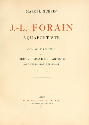 Cover for J.-L. Forain, aquafortiste