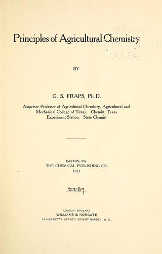 Cover for Principles of agricultural chemistry