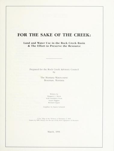Cover for For the sake of the creek