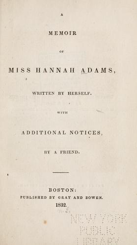 Cover for A memoir of Miss Hannah Adams