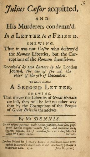 Cover for Julius Caesar acquitted and his murderers condemned