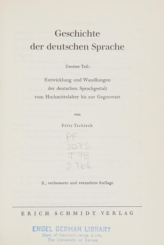 Cover for Geschichte der deutschen Sprache.