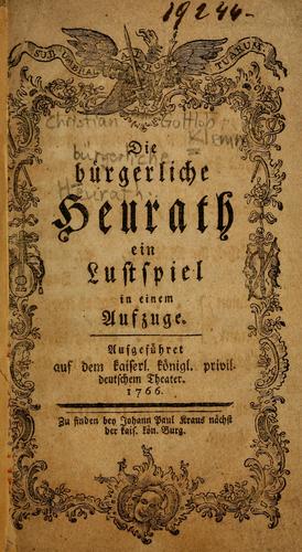 Cover for Die bürgerliche Heurath
