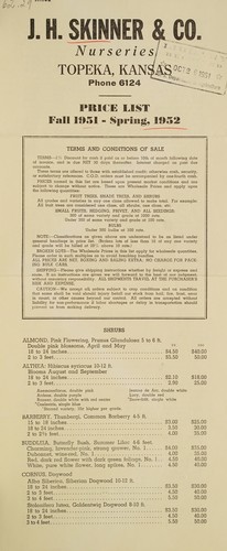 Cover for Price list, fall 1951 - spring, 1952