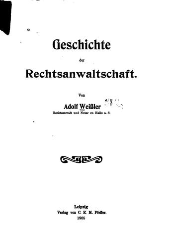 Cover for Geschichte der rechtsanwaltschaft