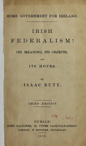 Cover for Irish federalism