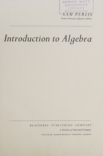 Cover for Introduction to algebra