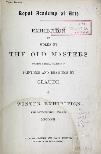 Cover for Exhibition of works by the old masters